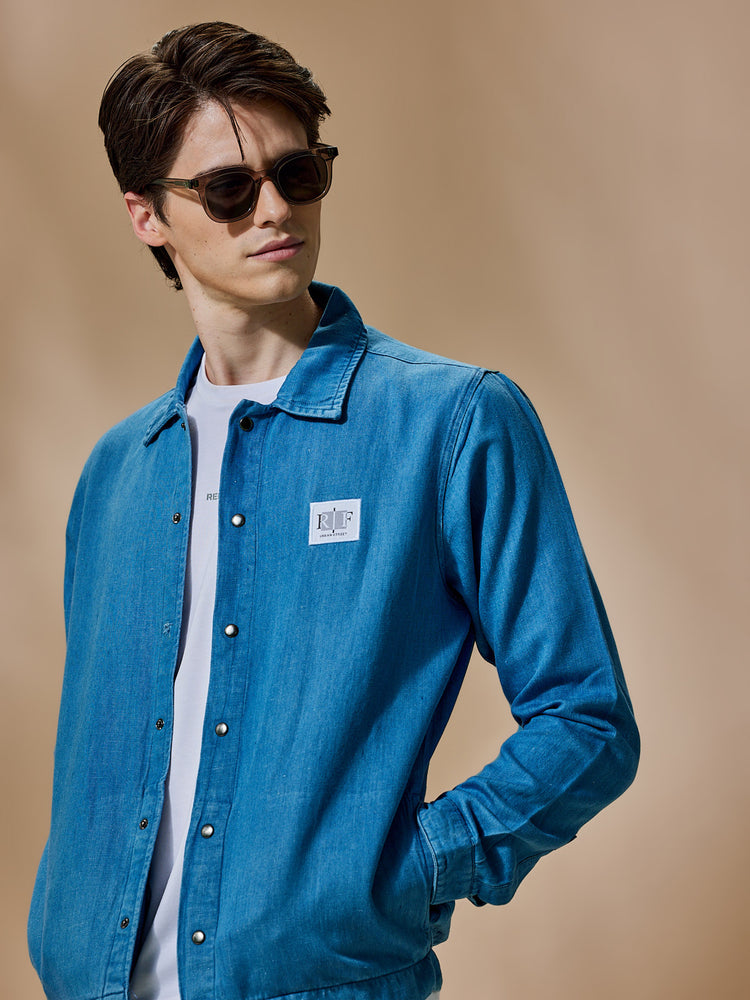 Blue Linen Shacket