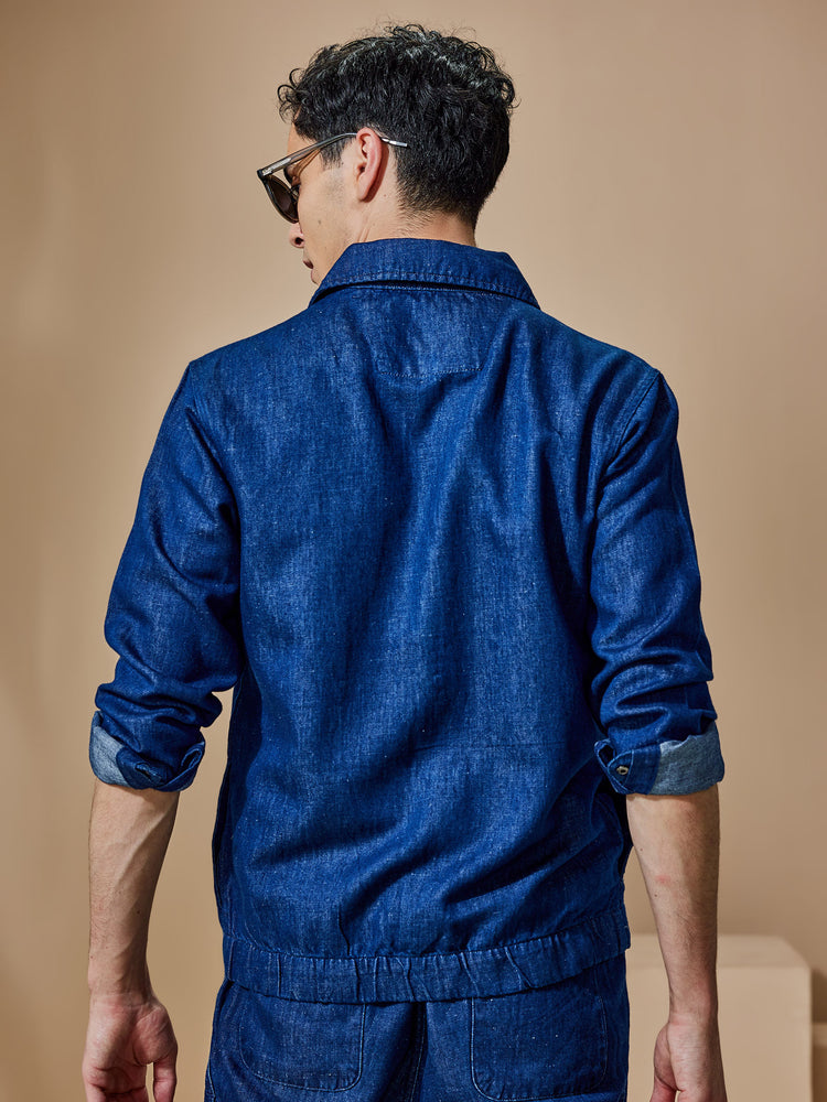 Navy Linen Shacket