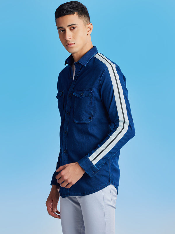 Double Pocket Stretch Denim Shirt