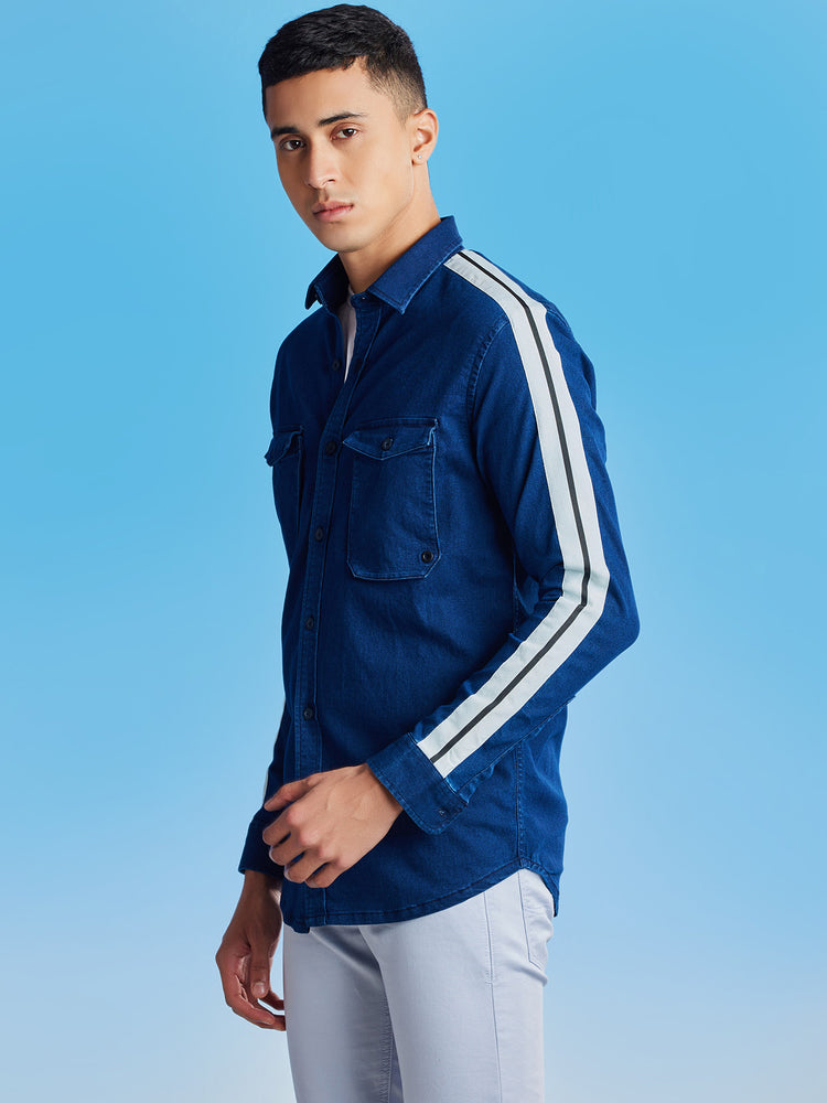Double Pocket Stretch Denim Shirt
