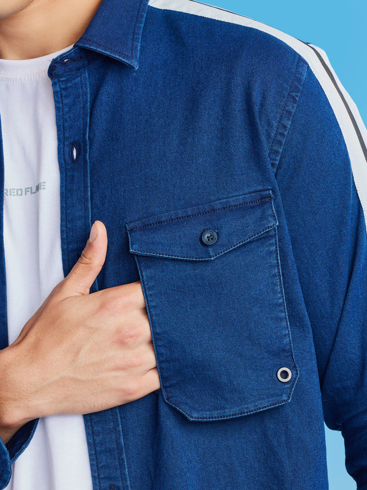 Double Pocket Stretch Denim Shirt