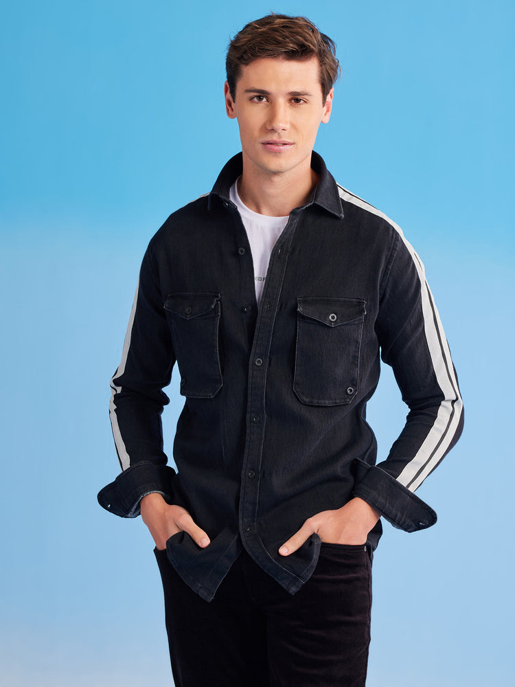 Double Pocket Stretch Denim Shirt