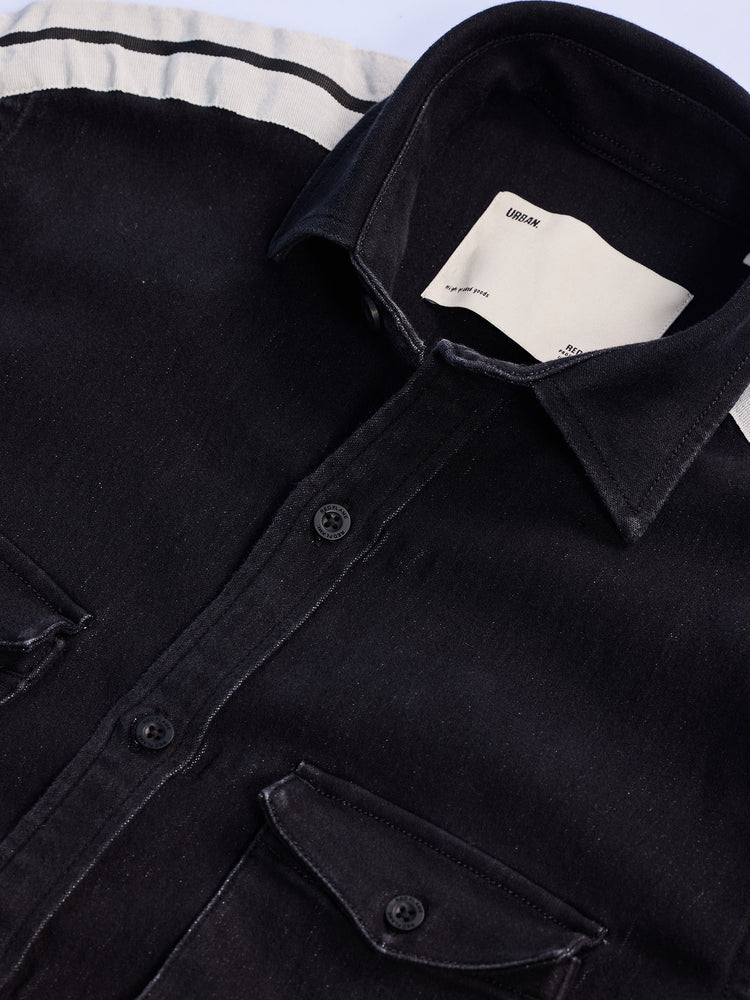 Double Pocket Stretch Denim Shirt