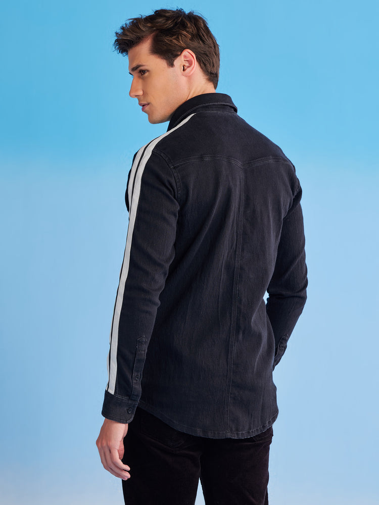 Double Pocket Stretch Denim Shirt