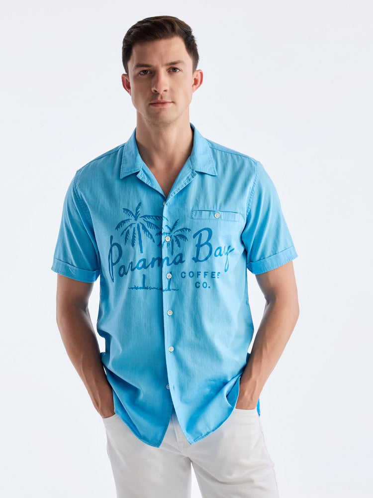 Blue Chest Print Urban Shirt