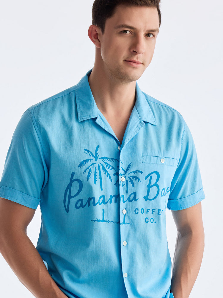 Blue Chest Print Urban Shirt