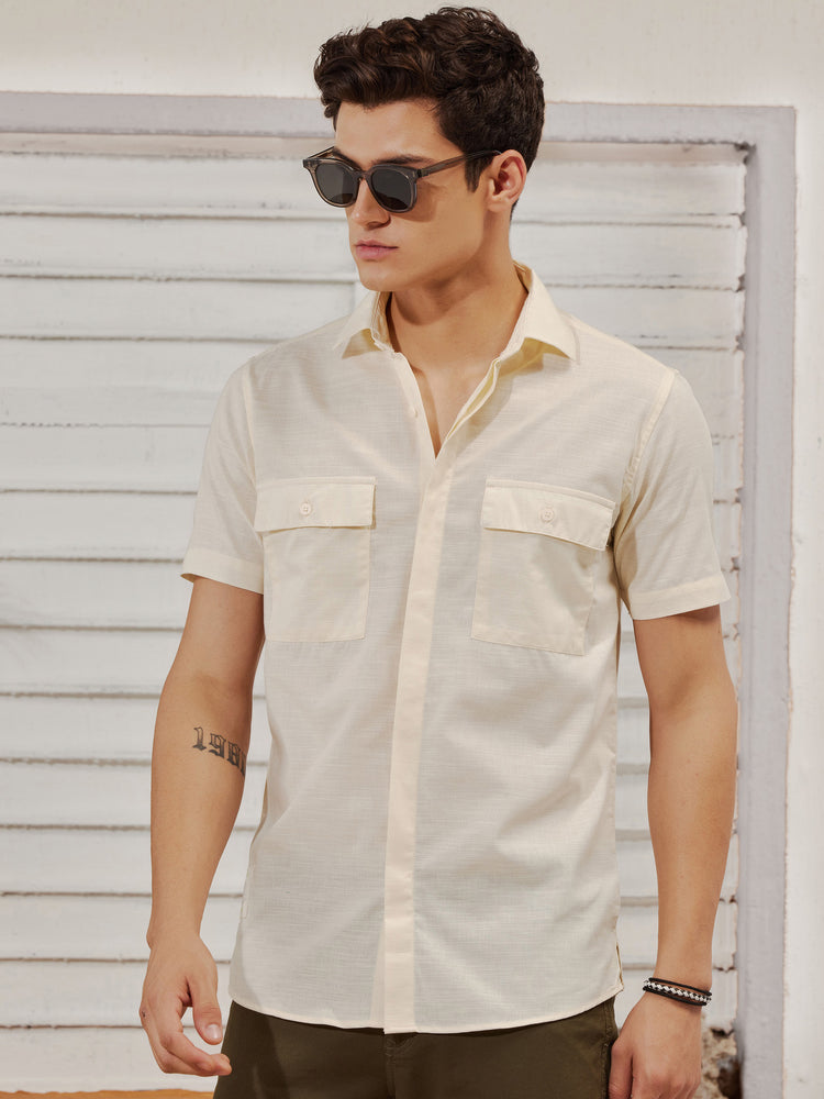 Cream  Plain  Shirt