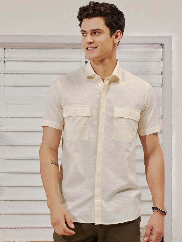 Cream  Plain  Shirt