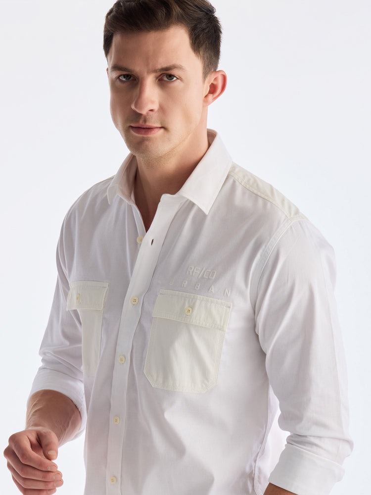 White Solid Urban Shirt