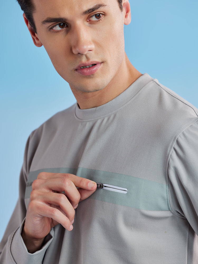 Grey Twill Crew Neck Sweatshirt