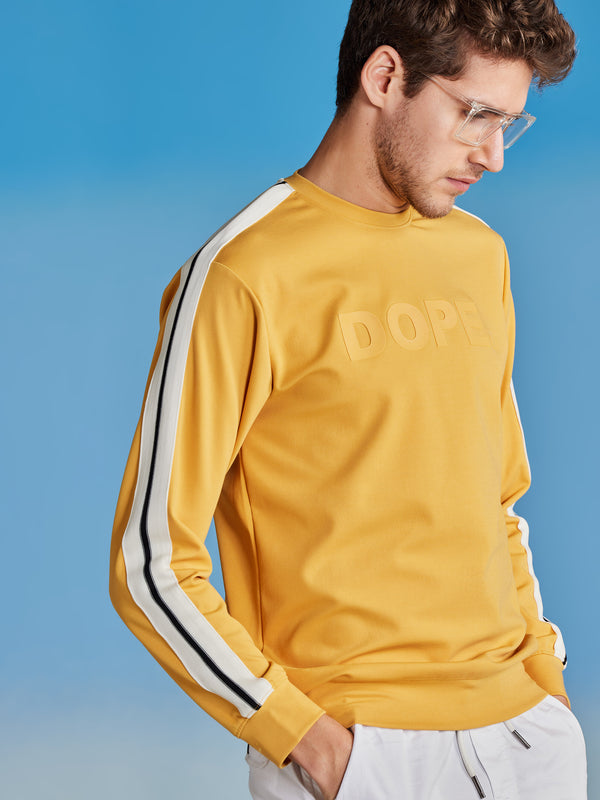 Yellow  Chest Print Stretch Sweatshirt