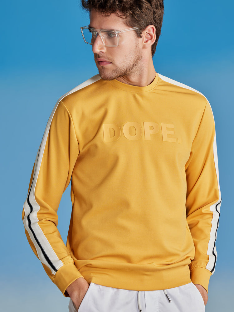 Yellow  Chest Print Stretch Sweatshirt