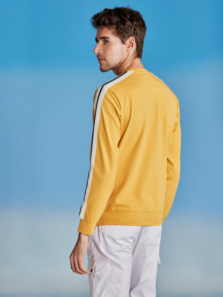 Yellow  Chest Print Stretch Sweatshirt