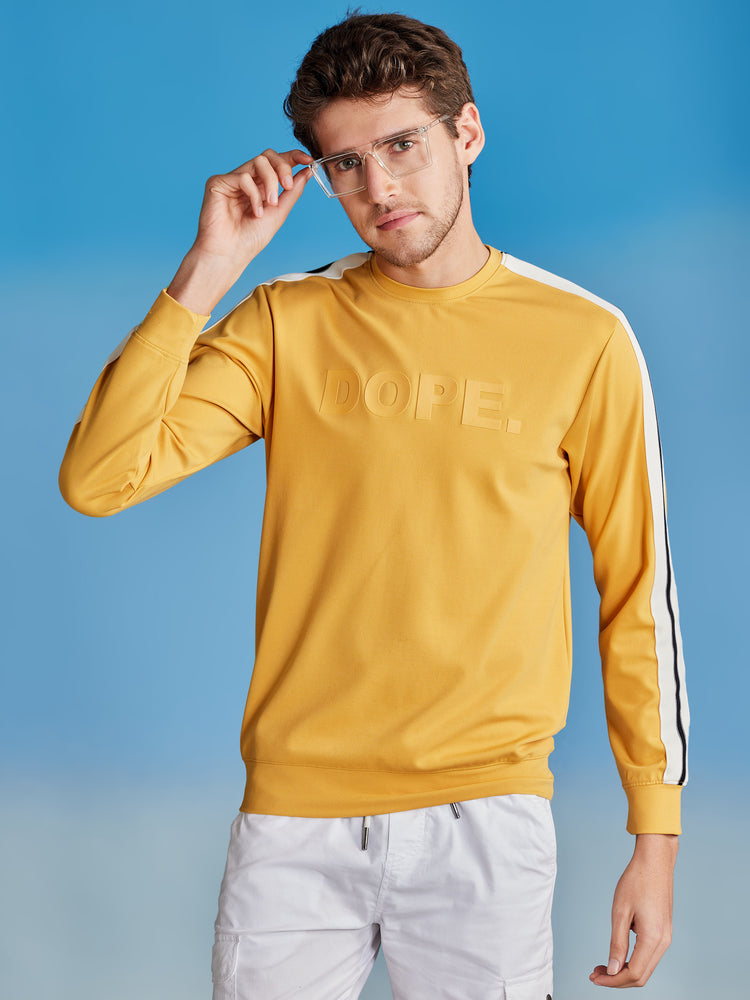 Yellow  Chest Print Stretch Sweatshirt
