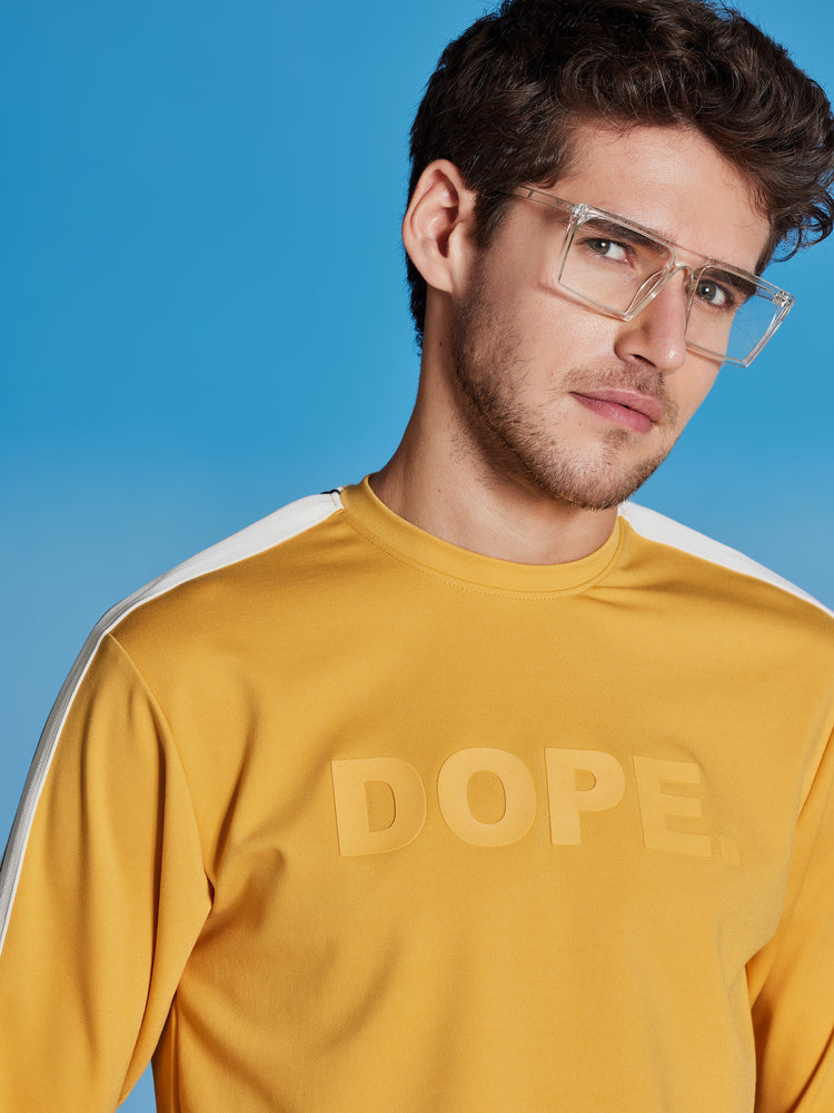 Yellow  Chest Print Stretch Sweatshirt