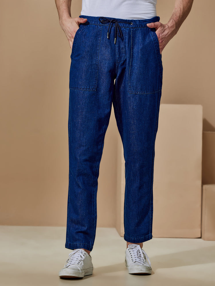 Navy  Plain  Travel Pant