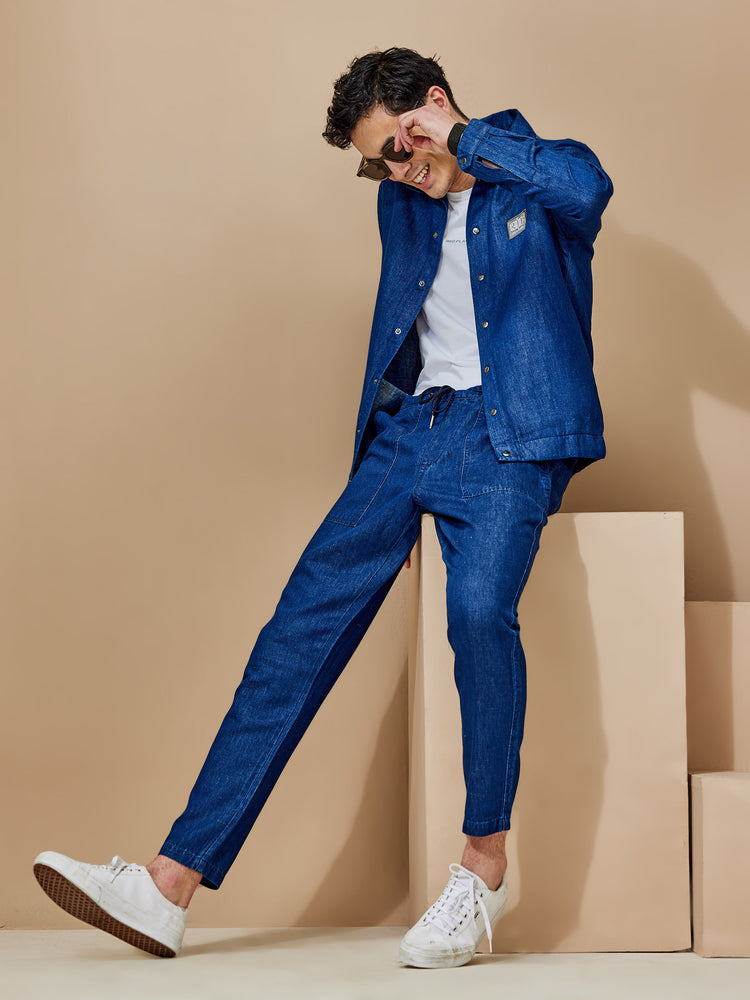 Navy  Plain  Travel Pant