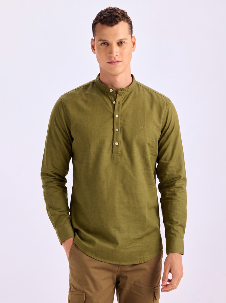 Olive Solid Kurta