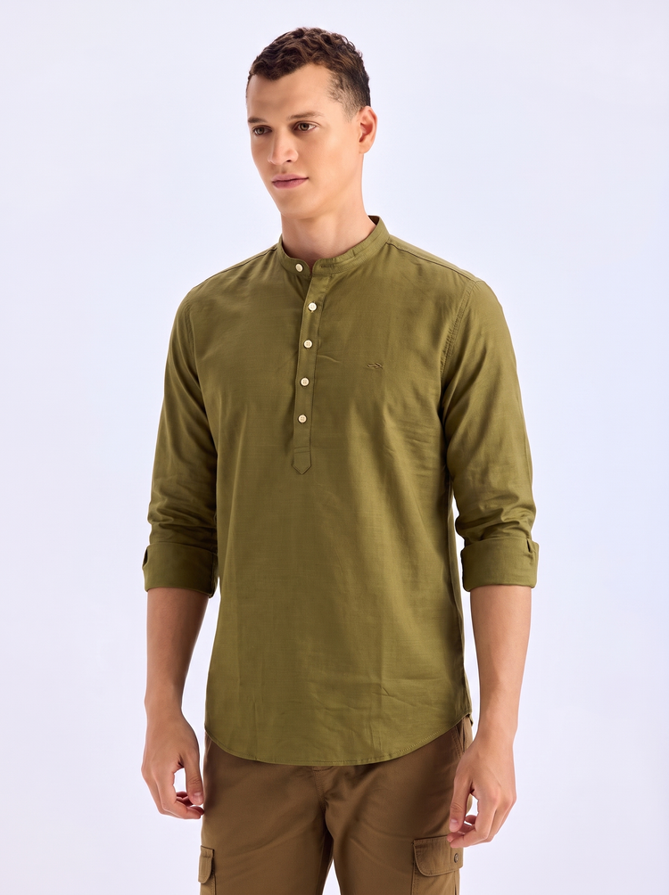 Olive Solid Kurta