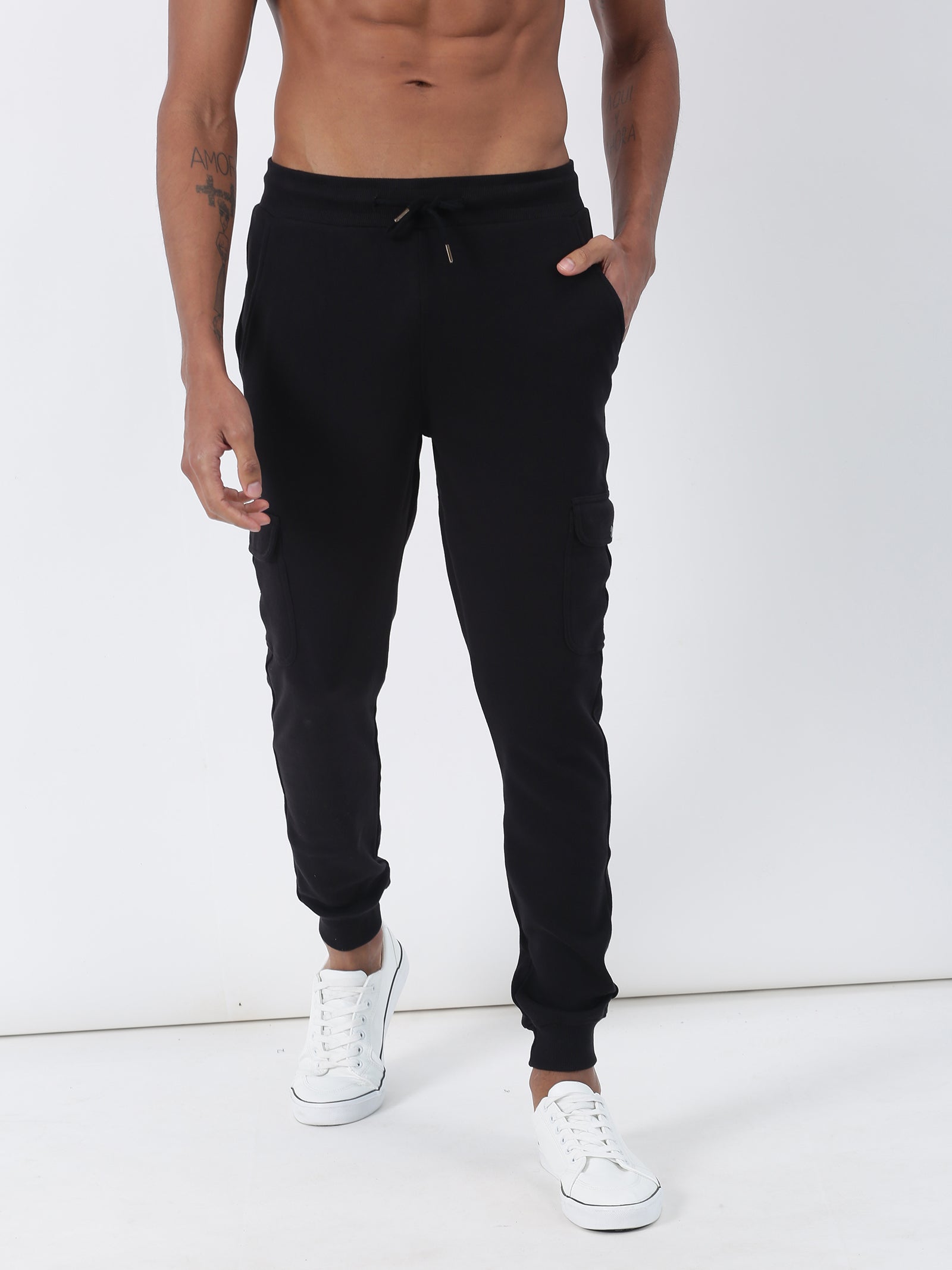 Black Solid Cargo Jogger