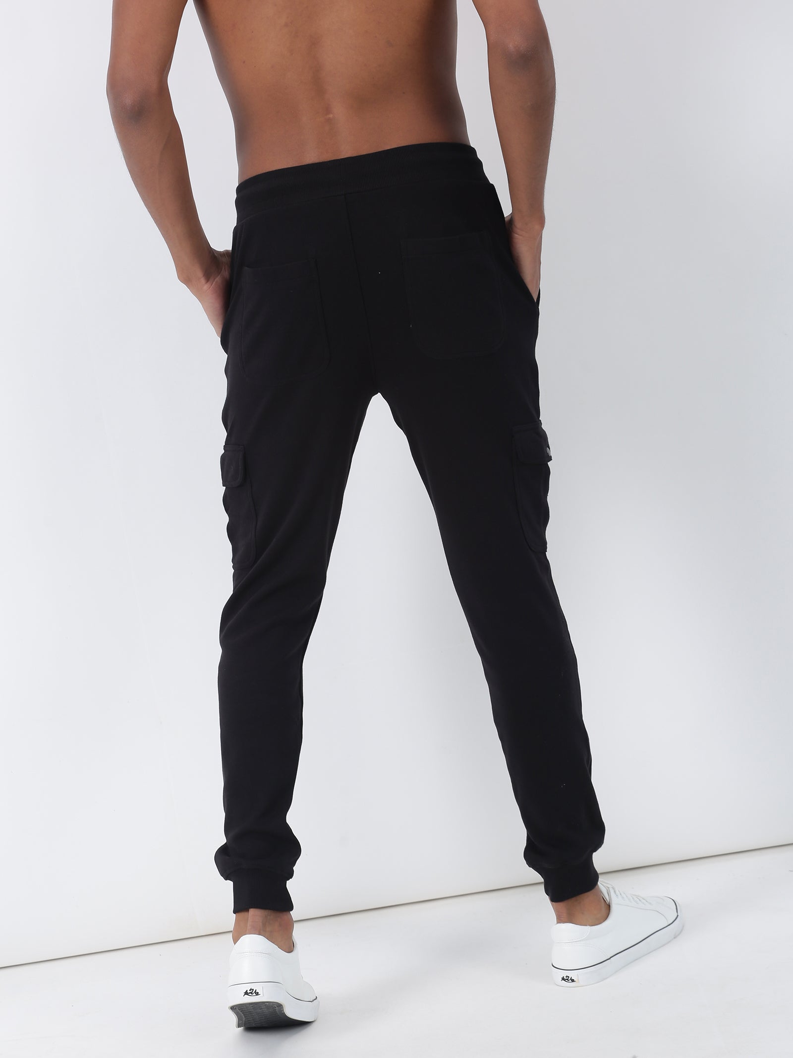 Black Solid Cargo Jogger