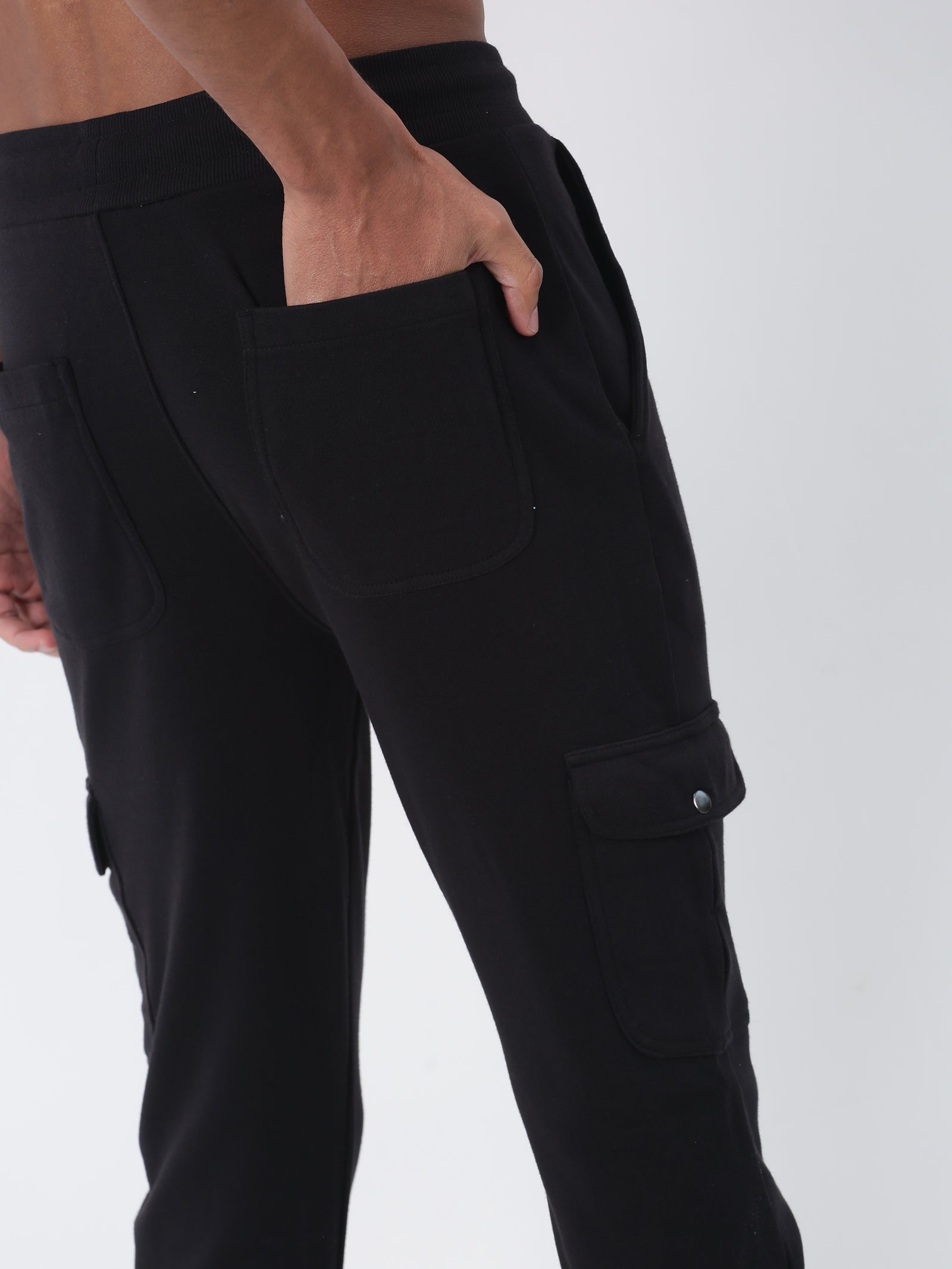 Black Solid Cargo Jogger