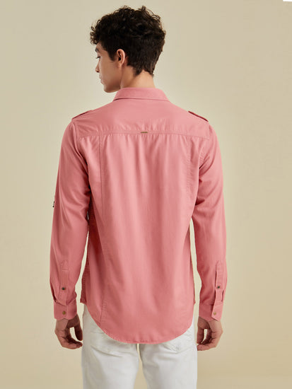 Rose Pink Twill Cargo Shirt