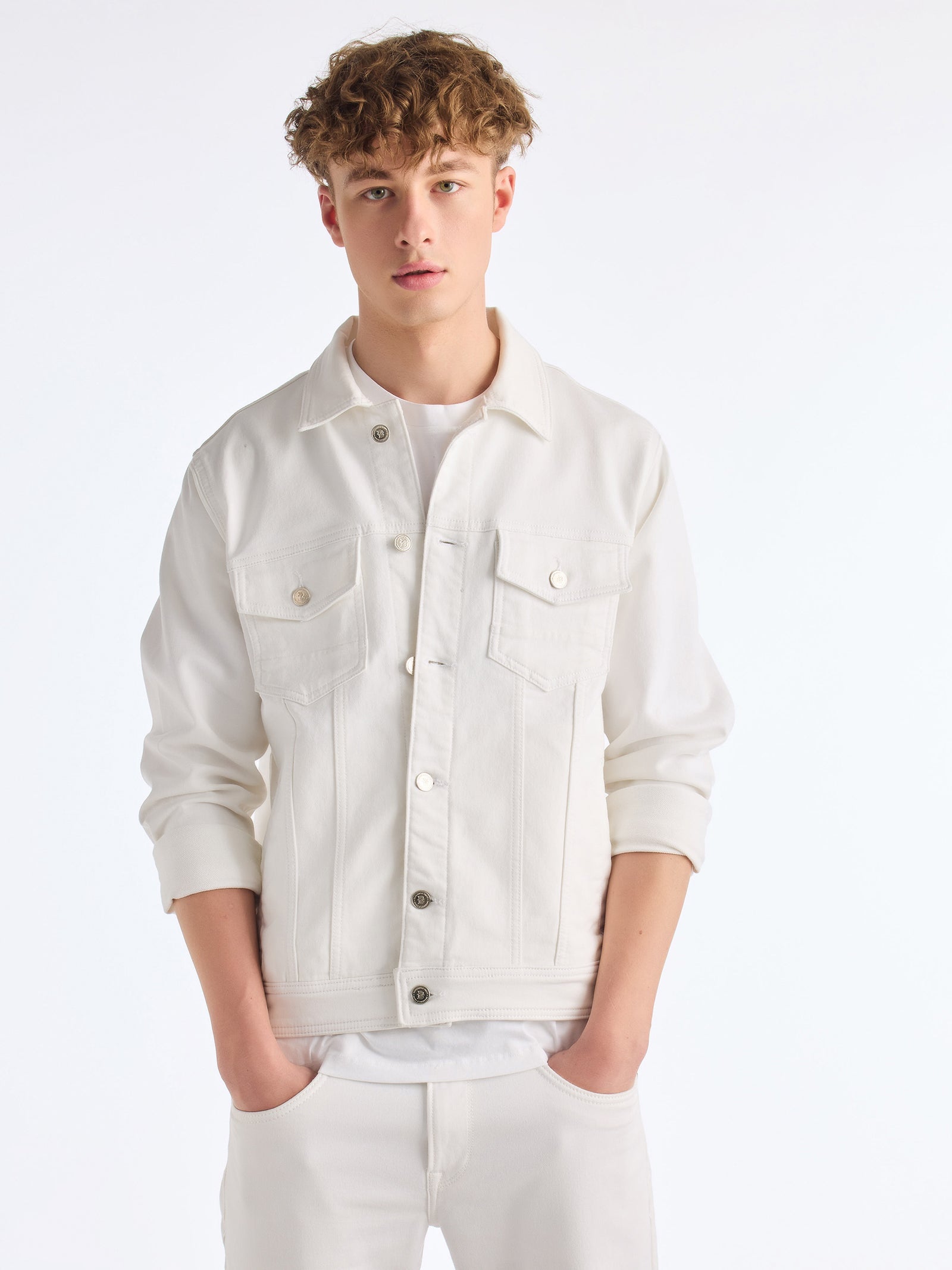 Buy White Denim Jacket for Men Online Red Flame