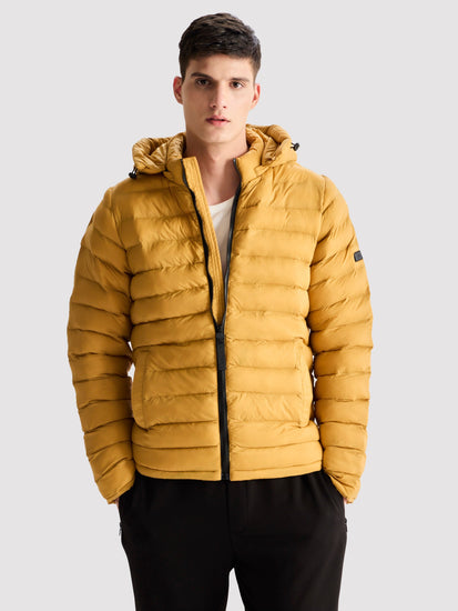 Yellow Hooded Puffer Jacket