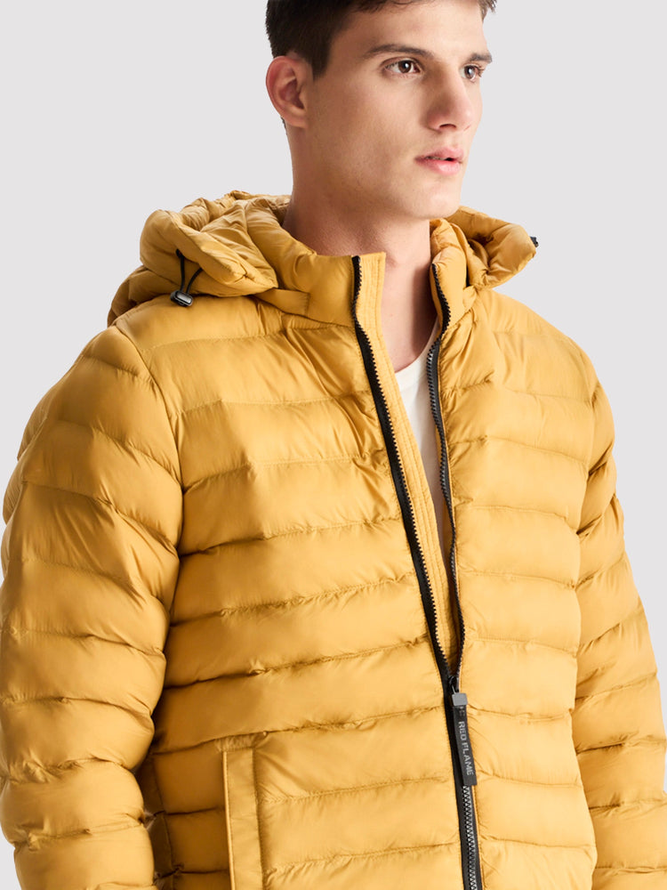 Yellow Hooded Puffer Jacket