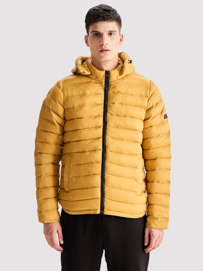 Yellow Hooded Puffer Jacket