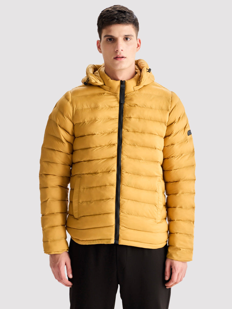 Yellow Hooded Puffer Jacket