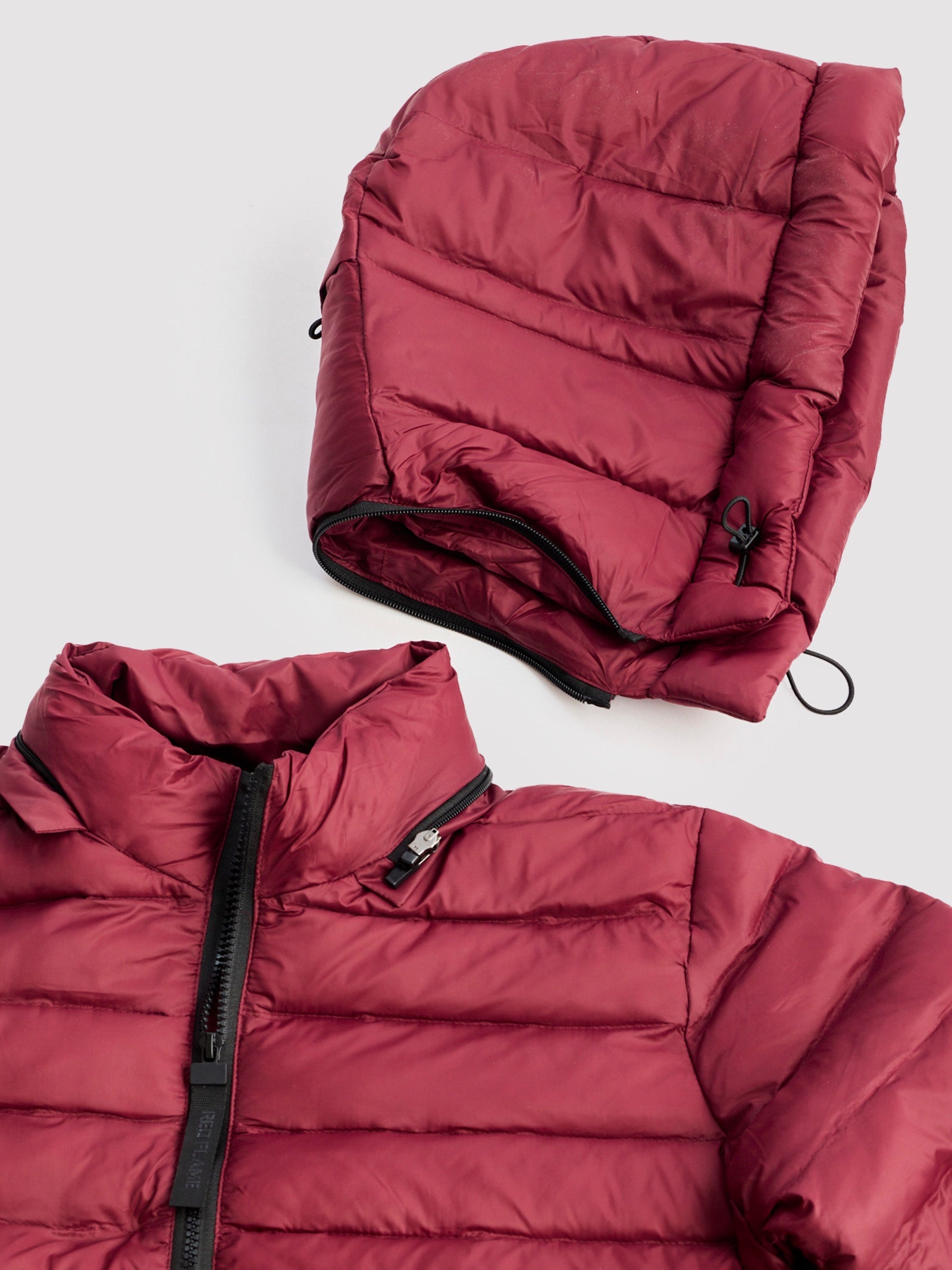Maroon Hooded Puffer Jacket