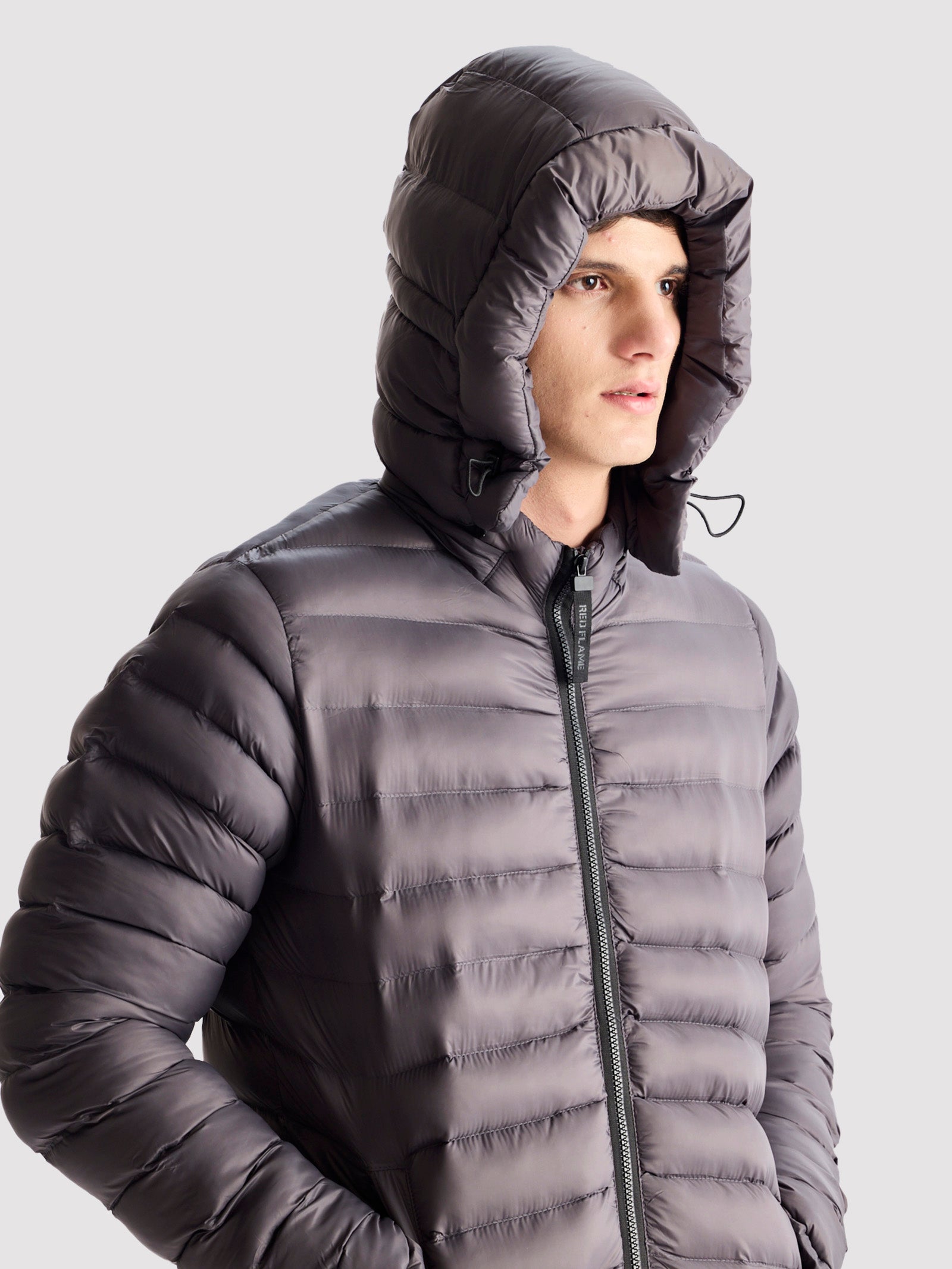 Grey Hooded Puffer Jacket