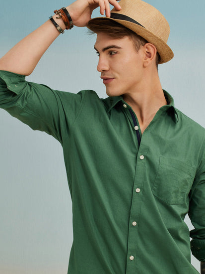 Green Solid Shirt