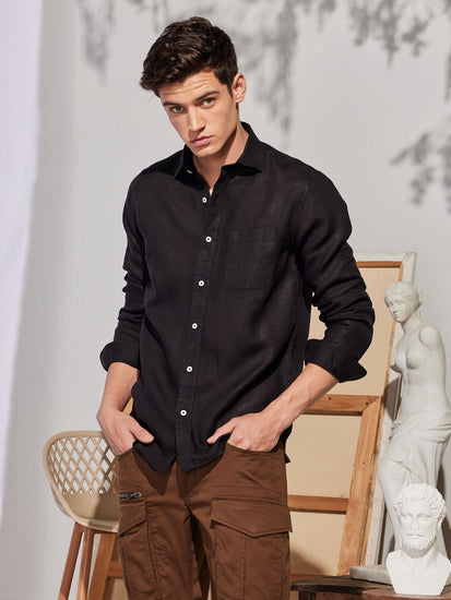 Black Royal Linen Shirt