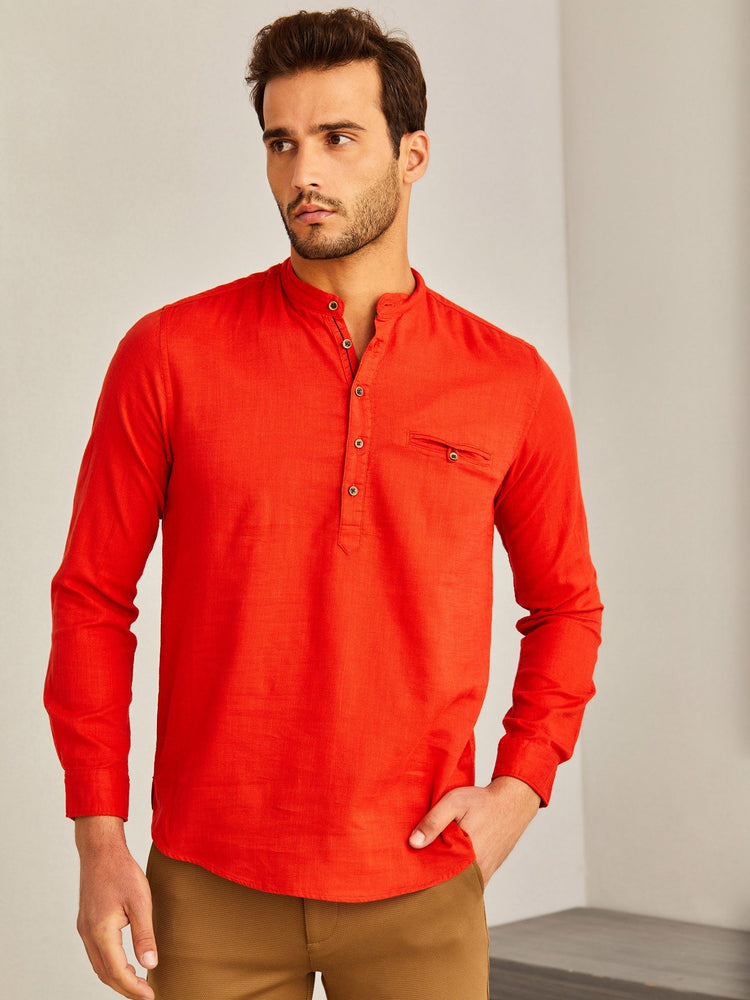 Red Solid Kurta