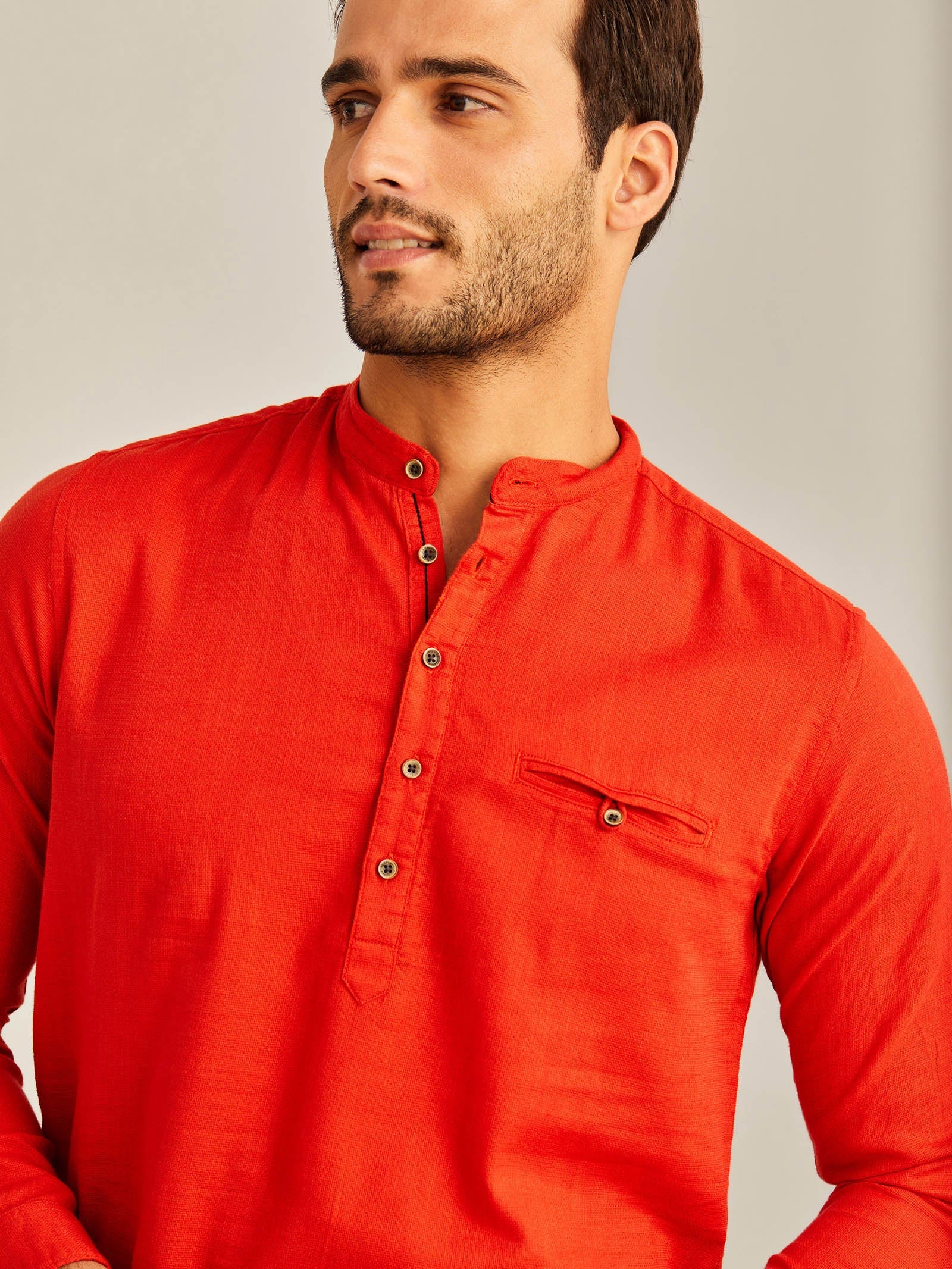 Red Solid Kurta