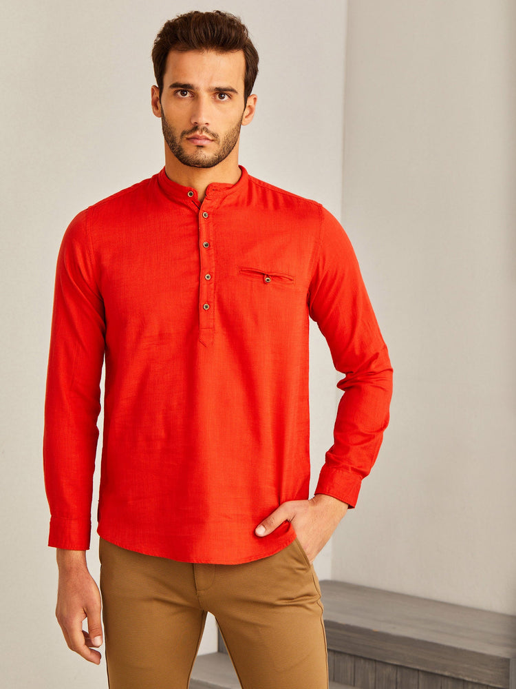 Red Solid Kurta