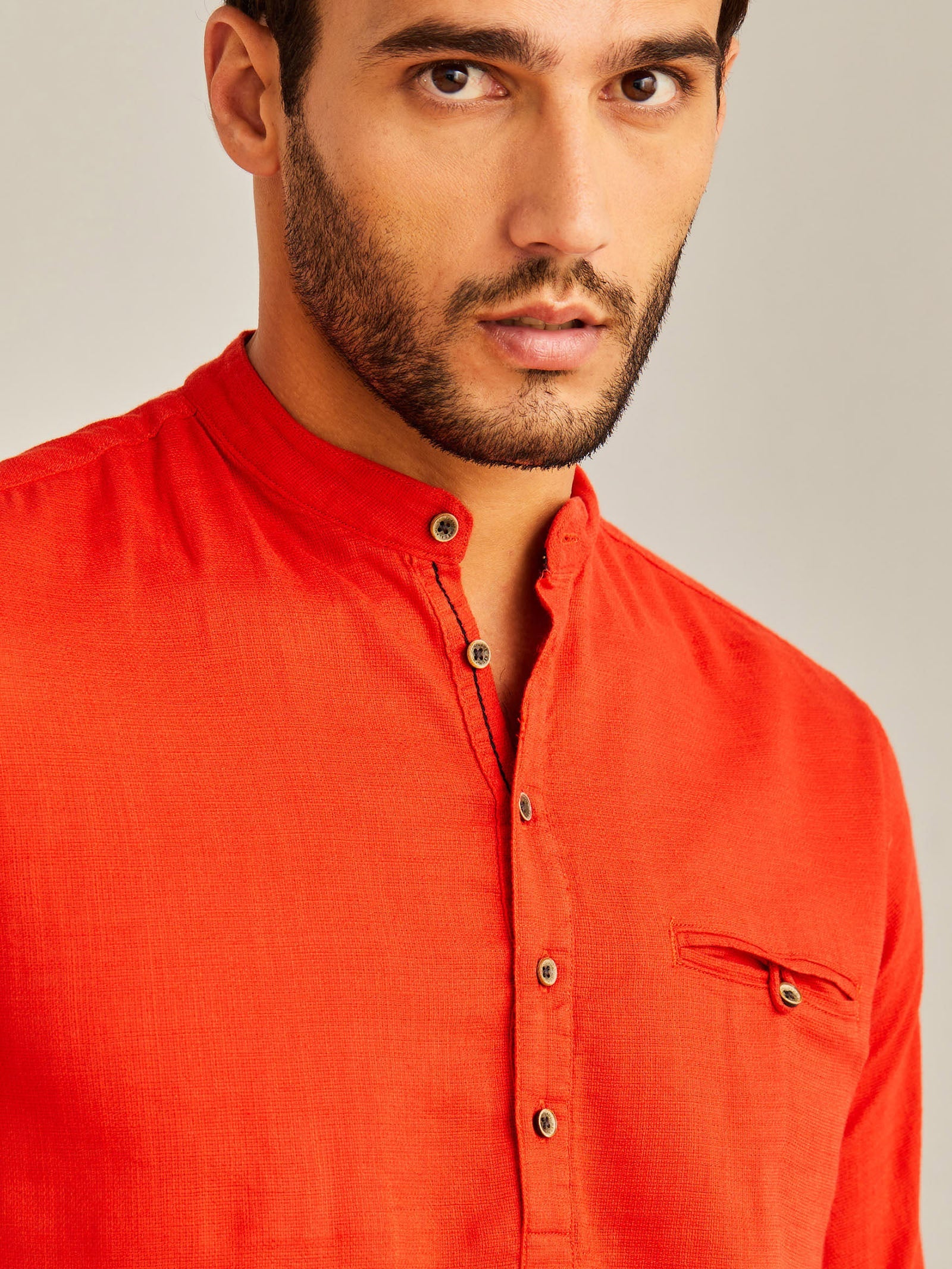 Red Solid Kurta