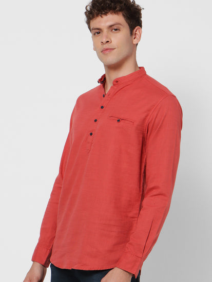 Red Solid Casual Kurta