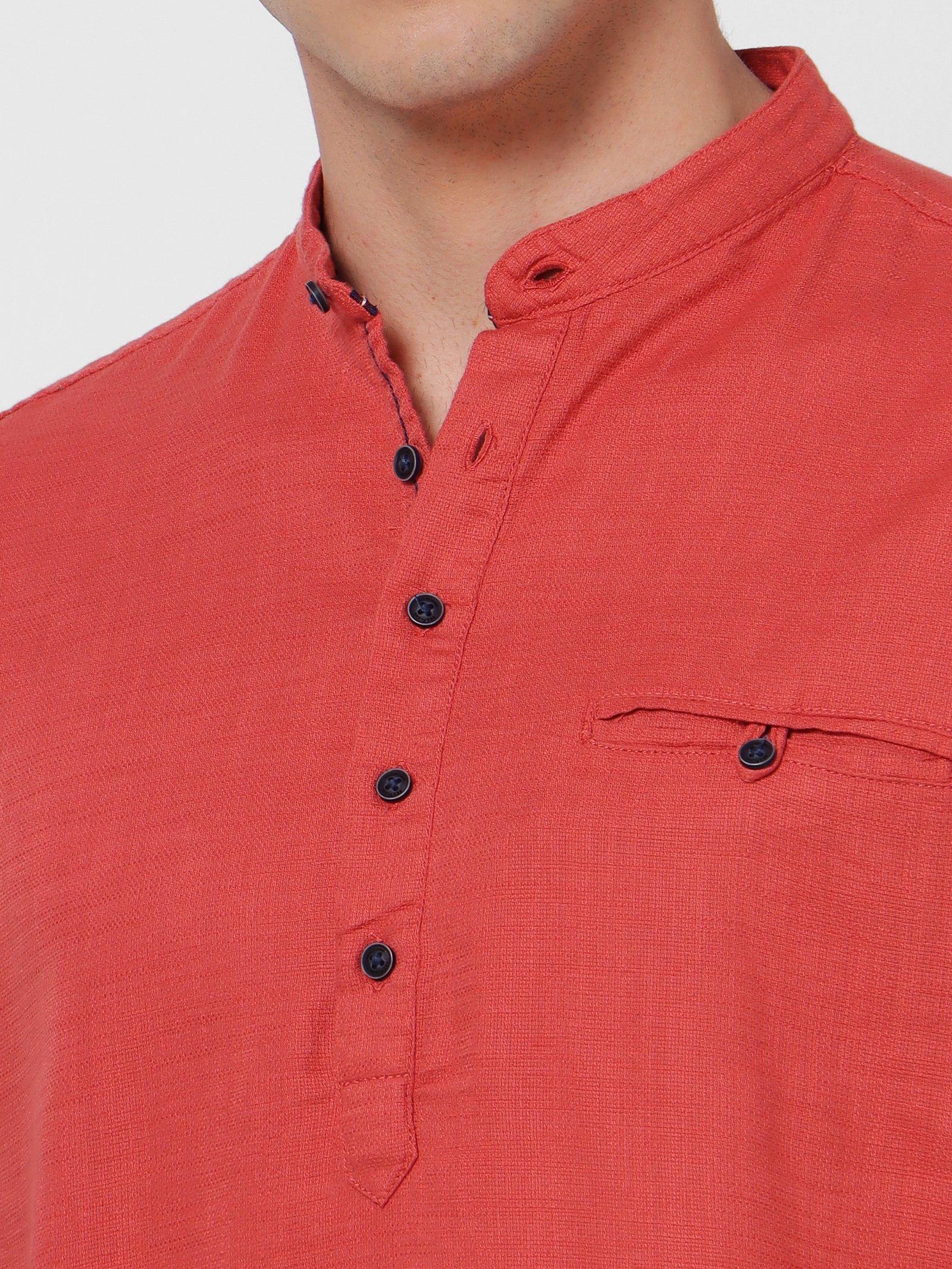 Red Solid Casual Kurta