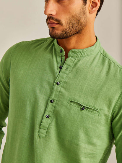 Green Solid Kurta