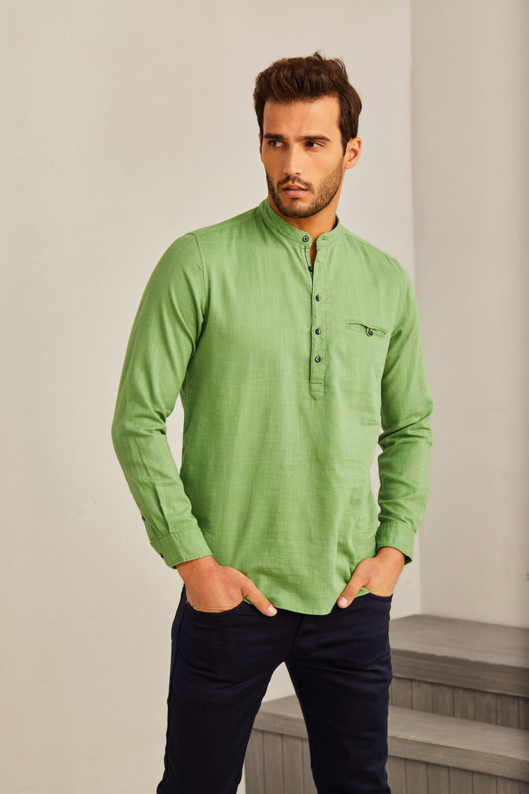 Green Solid Kurta