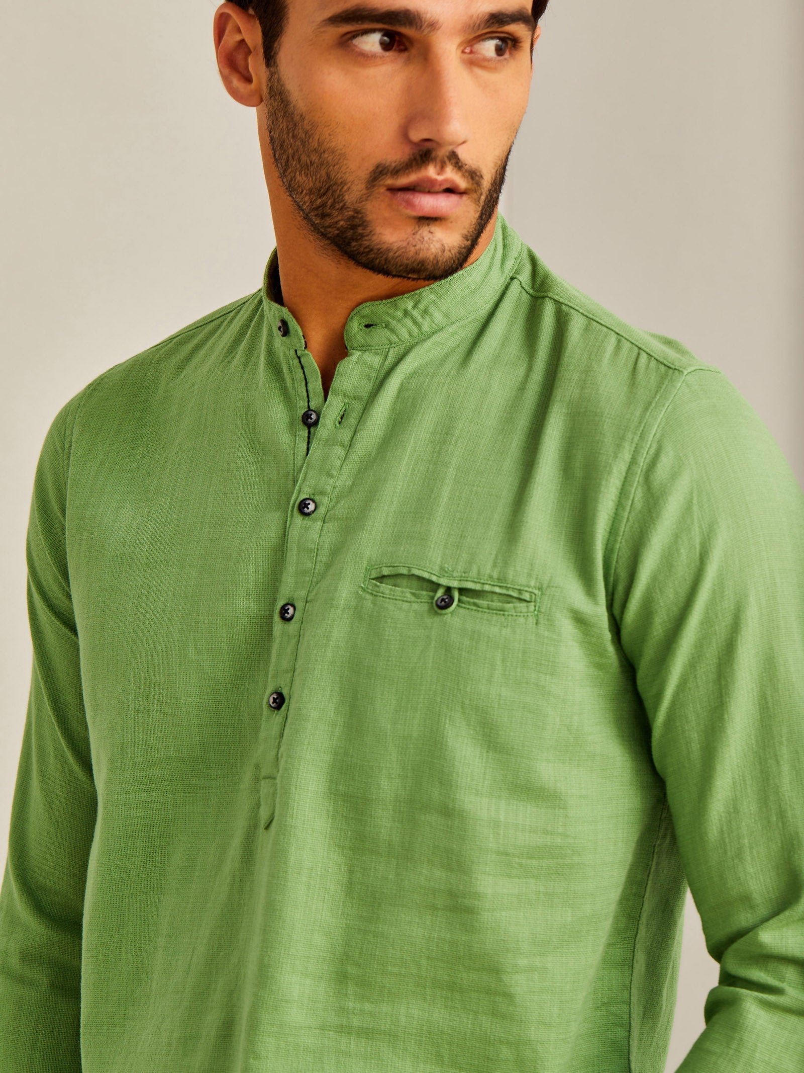 Green Solid Kurta