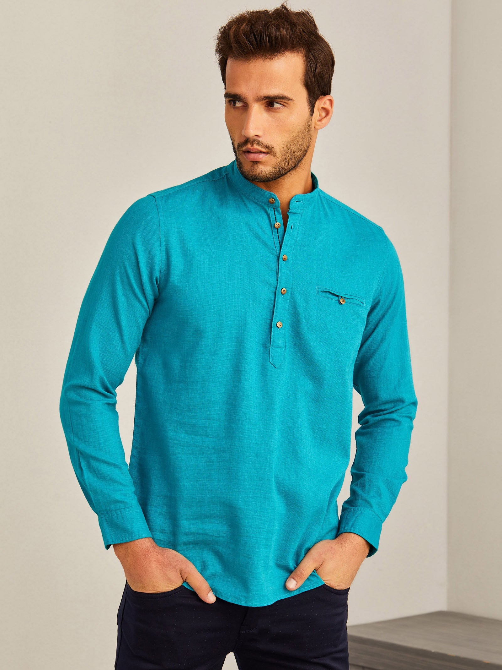 Blue Solid Kurta