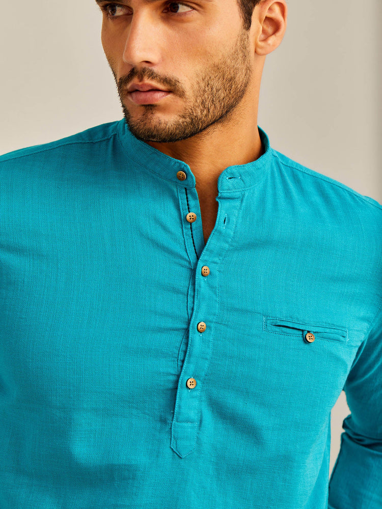 Blue Solid Kurta