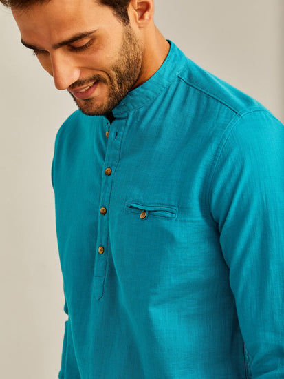 Blue Solid Kurta