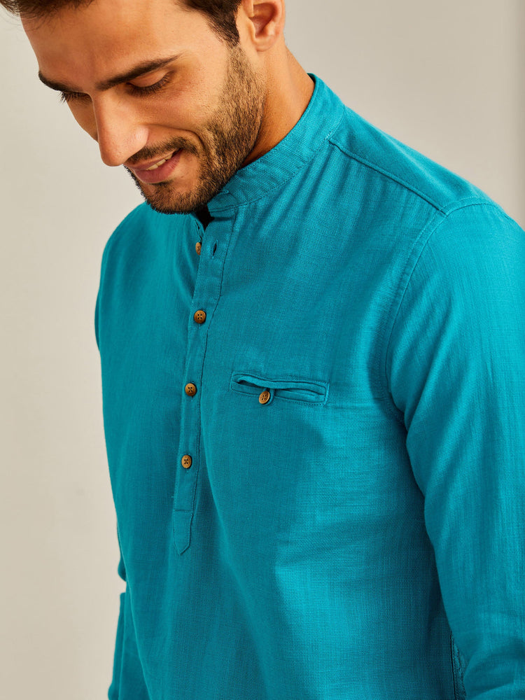 Blue Solid Kurta