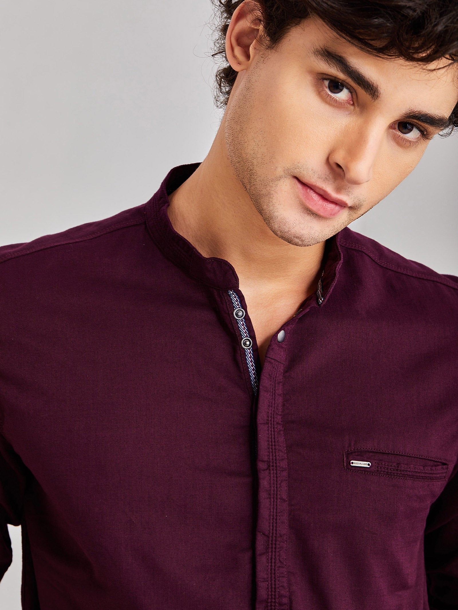 Maroon Solid Kurta